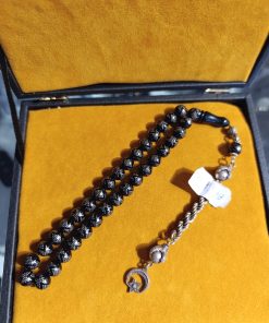 Petrol Mavisi Gümüş Püskül Gümüş Çakım Ateş Kehribar Tesbih