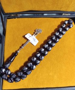 Petrol Mavisi Gümüş Çakım Gümüş Püskül Ateş Kehribar Tesbih